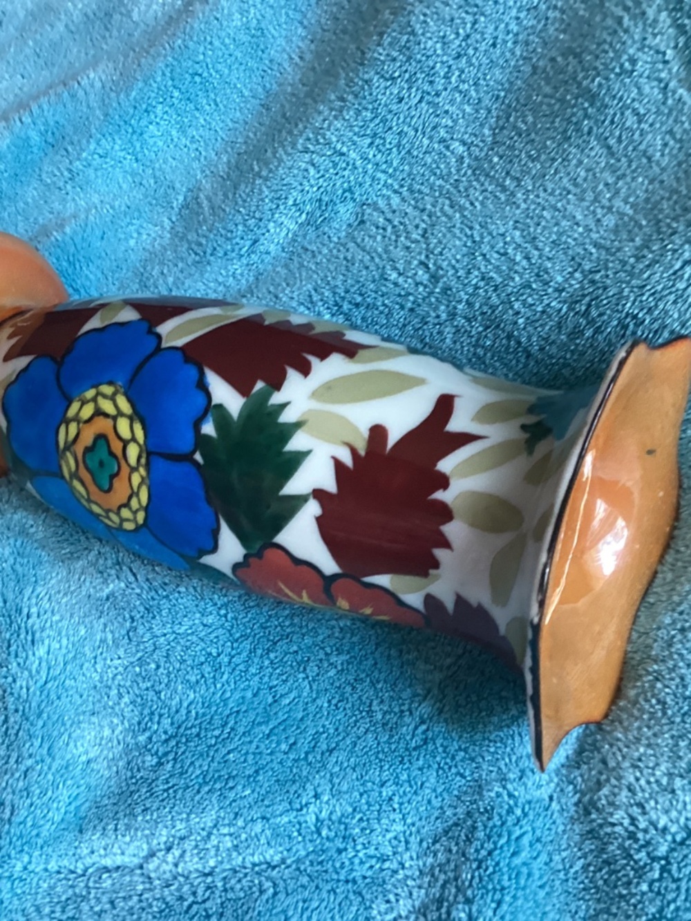VINTAGE COLORFUL LUSTERWARE FLORAL BUD VASE - Picture 9 of 11